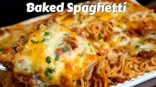 How To Make THE BEST Baked Spaghetti | Easy & Cheesy Spaghetti Recipe #MrMakeItHappen