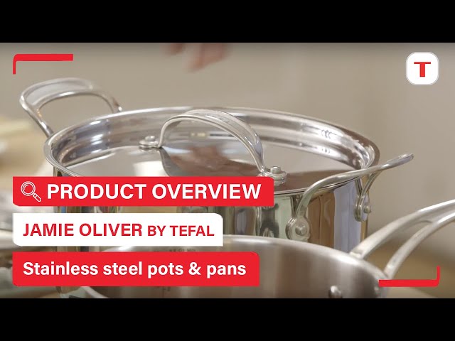 Tefal Jamie Oliver Set of 2 Stainless Steel Non stick Frying Pan 20 / 26cm,  INDUCTION COMPATIBLE