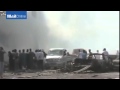Syrian airstrike on the Islamic State controlled town.