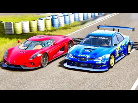 Koenigsegg Regera vs Subaru Impreza Time Attack - Kart Track