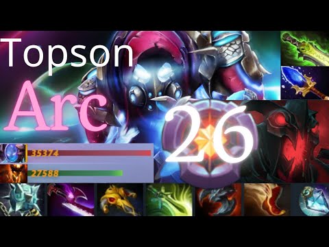Topson Arc Warden vs Shadow Fiend, Spectre, Tiny - fight while still pushing - dota2