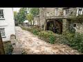 Heavy Rain Walk Through Ambleside Town English Countryside 4K