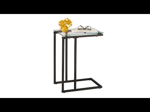 Beistelltisch U-Form aus Glas und Metall Schwarz - Glas - Metall - 30 x 60 x 45 cm