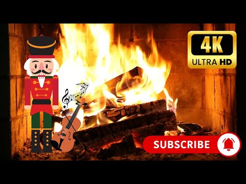 ☆ NO ADS ☆ 4k Crackling Christmas Fireplace 🔥 Tchaikovsky's The Nutcracker Classic Music Ambience 🎄🩰