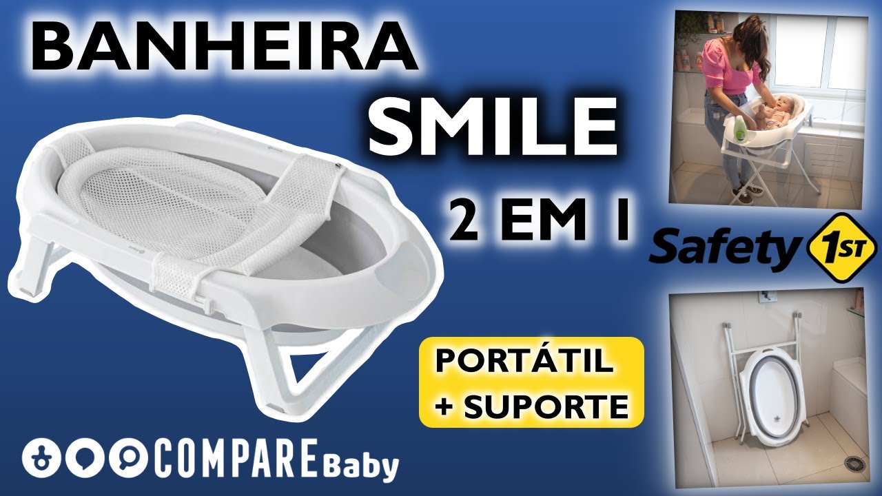 Banheira SMILE 2 em 1 com Suporte SAFETY 1st | Banheira Dobrável e PORTÁTIL