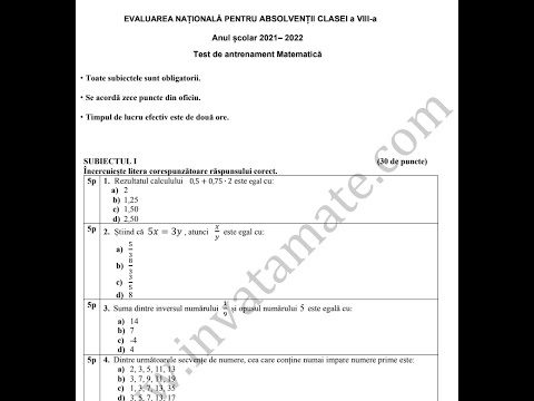 Testul 1 de antrenament matematică EN - Hunedoara - ianuarie 1