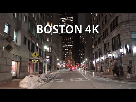 Boston 4K - Night Drive - USA