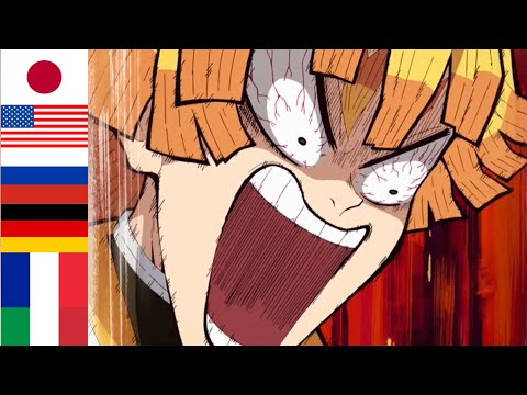 Zenitsu's scream in different 6 languages | Kimetsu no Yaiba Multilanguage