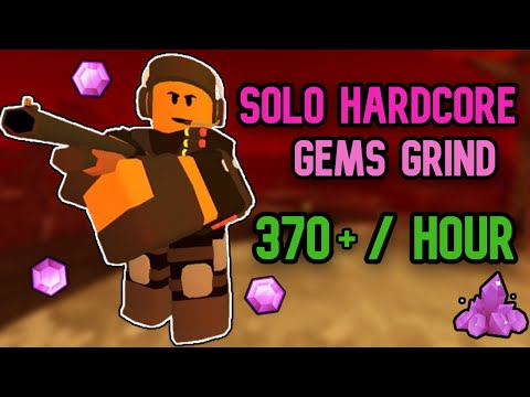 Best Way to Grind Gems Solo Hardcore (370+ / Hour) - Tower Defense Simulator | TDS