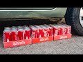 Aplastando Cosas Crujientes y Suaves!!! 50 latas de coca cola VS Rueda de Coche Experiment 3