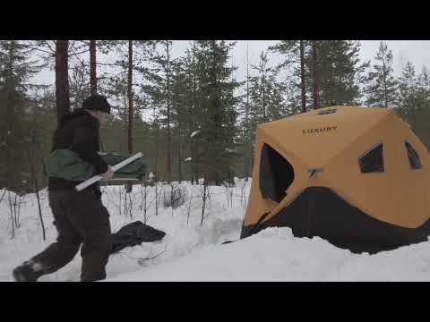 Pilkkiteltalla yöksi metsään - Toimiiko lämmitin?