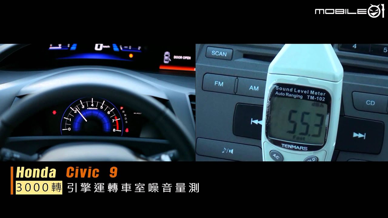 【Mobile01小惡魔動力研究室】 引擎運轉車室噪音量測 civic9