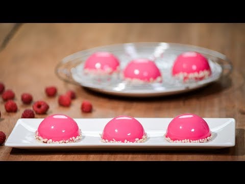 Raspberry Mousse Domes with Mirror Glaze