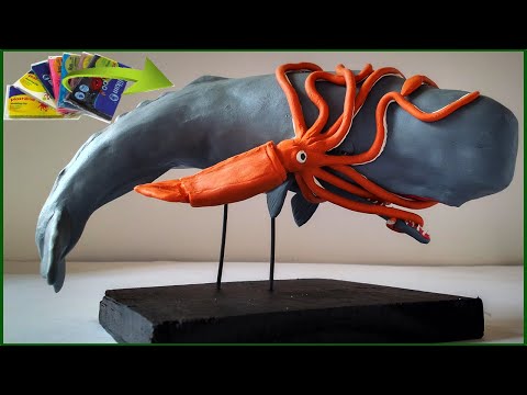 SPERM WHALE VS GIGANT SQUID WITH CLAY/PLASTILINA. Cachalote vs Calamar gigante.