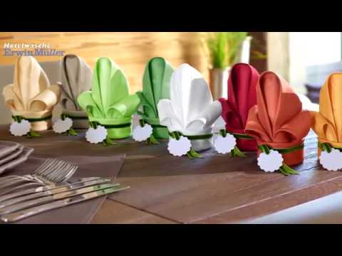 Servietten falten: Lilie – textile Frühlingsgefühle (Hotelwäsche Erwin Müller)