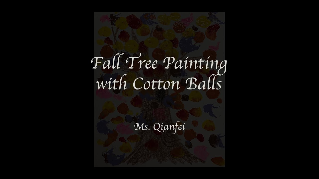 Fall Tree Painting with Cotton Balls