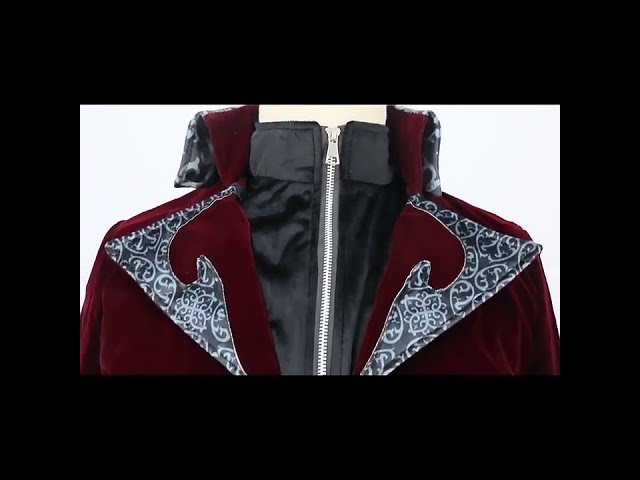Vídeo relacionado con Chaqueta steampunk para mujer, abrigo gótico, de encaje, disfraz medieval, Halloween, carnaval, trinchera, vintage, renacentista, cosplay, estilo victoriano, rojo, S