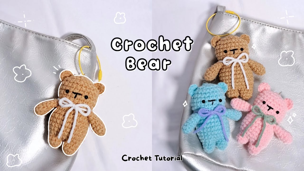 low-sew mini bear keychain crochet tutorial | step-by-step bear amigurumi crochet tutorial