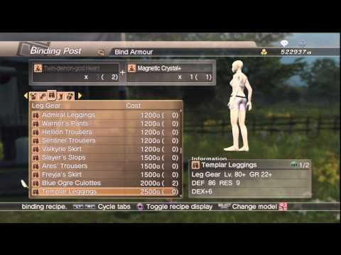WKC 2 Armor -- Leg Gear (Medium) Level 20 Complete Binding List White Knight Chronicles II HD
