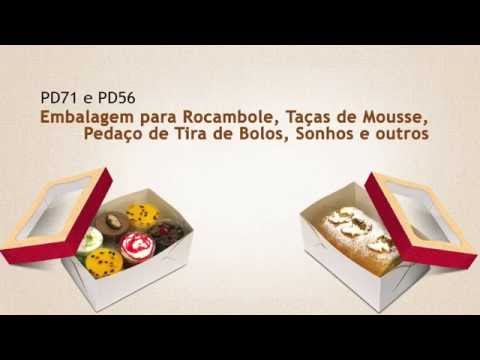 Embalagem para rocambole, taças de mousse, fatias de bolo, sonhos entre outros