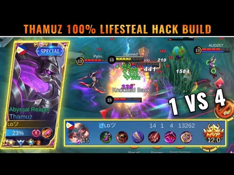 THAMUZ 100% LIFESTEAL HACK BUILD 2022 | TOP GLOBAL THAMUZ GAMEPLAY - MLBB