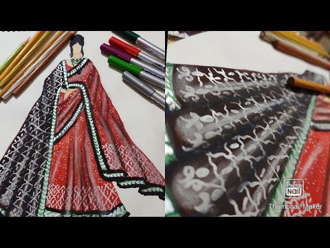 Double Pallu Saree Fashion Illustration ||Chesta Designs||