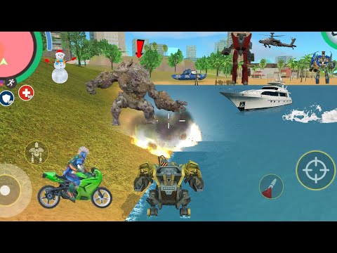 Rope Hero: Vice Town (Assault Machine Destroy Stone Monster) Monster in River - Android Gameplay HD