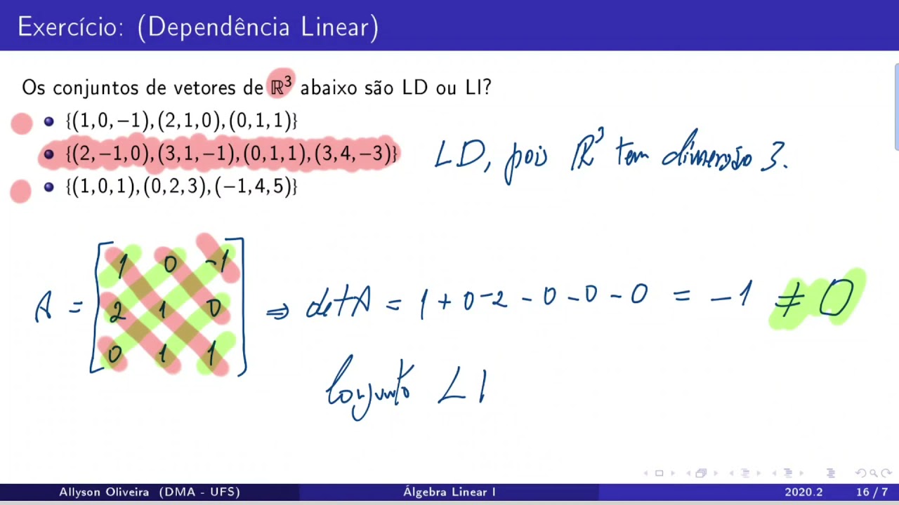 Exercícios Resolvidos - Dependência Linear