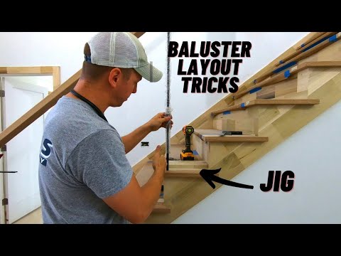 How to Layout Iron Baluster Spacing on Staircase - Wood Tread & Handrail Spindle Layout