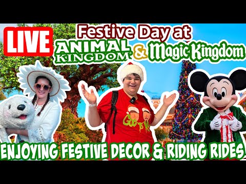 🔴Live: Jolly Day at Animal Kingdom & Magic Kingdom - Festive Decor & Rides - Disney World Livestream