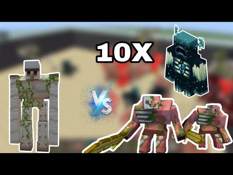 Iron golem vs 10x warden and piglin #minecraft