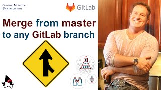 GitLab merge master to branch example