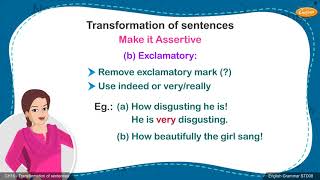 Grade 8 English - Transformation of sentences