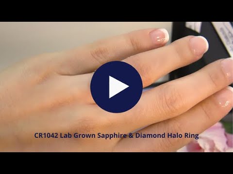 CR1042 Lab Grown Sapphire & Diamond Halo Ring