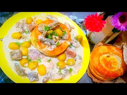 فولوفون بالفطر و الزيتون رائع و سهل التحضير و بنة لا تقاوم/ VOL AU VENT aux CHAMPIGNONS et OLIVES