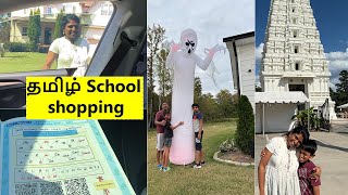 தமிழ் School join pannitangha ~Temple visit with kids & husband~Halloween decor~Family Traveler VLOG
