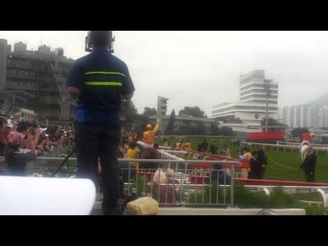 Douglas Whyte celebrates with fans after Akeed Mofeed won Hong Kong Cup 2013