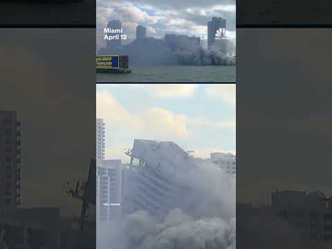 Controlled demolition takes down Miami hotel in seconds