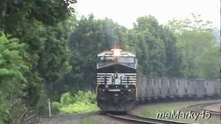 preview picture of video 'Norfolk Southern Coal Train Meets 23Z Intermodal. Duncannon,Pa. 5-23-12'