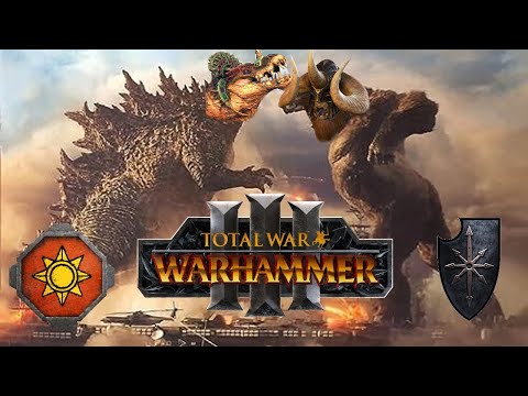 Kholek Saurian Godzilla Fight! Warriors of Chaos vs Lizardmen - Total War Warhammer 3
