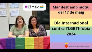 Manifest amb motiu del 17 de maig, Dia Internacional contra l'LGBTI-fòbia 2024