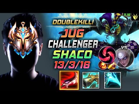 Challenger Shaco Jungle vs Diana - 챌린저 정글 샤코 템트리 룬 드락 칼날비 シャコ Шако 恶魔小丑 薩科 - LOL KR 11.15
