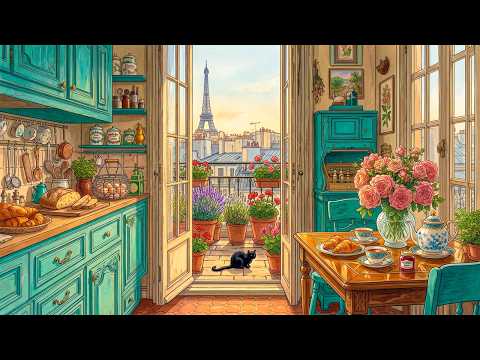 Classic Oldies 1940s Playing in Another Room on a Peaceful Morning in Paris | Cottage Garden Vibes