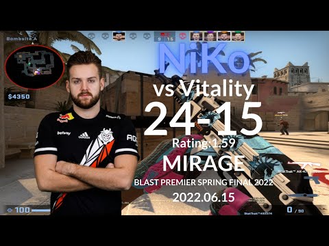 G2 NiKo (24-15) vs Vitality (MIRAGE) @ BLAST PREMIER SPRING FINALS 2022