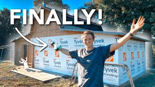 Installing TYVEK on the Shed Tiny House!!