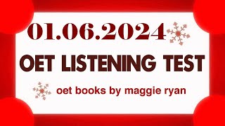OET LISTENING TEST 01.06.2024 maggie ryan #oet #oetexam #oetnursing #oetlisteningtest