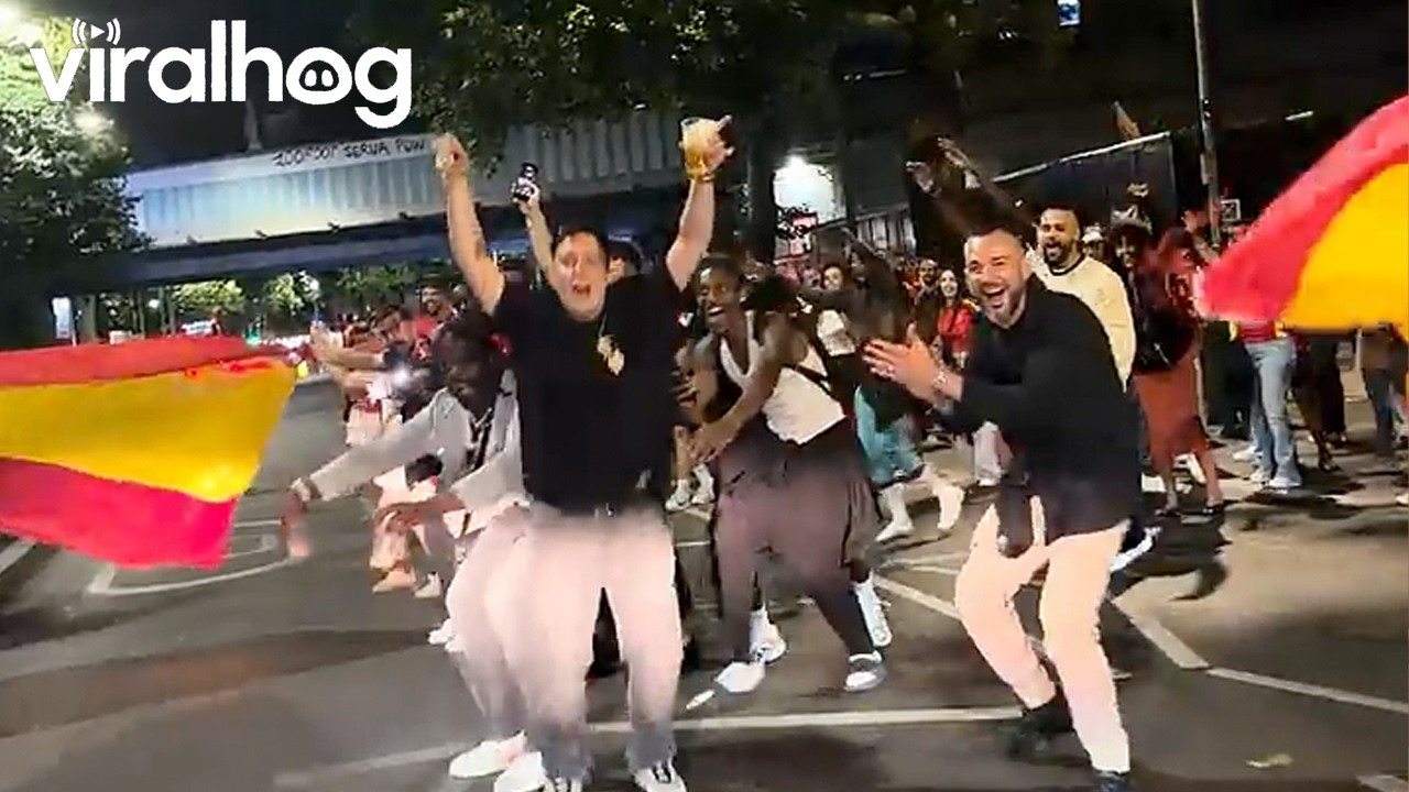 Spain Fans Celebrate World Cup Victory in London || ViralHog