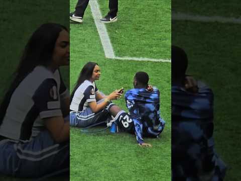 PAPE MATAR SARR AND HIS WIFE VERONIKA CHILLING OUT ON THE PITCH: Post-Match: Spurs 1-4 Brighton