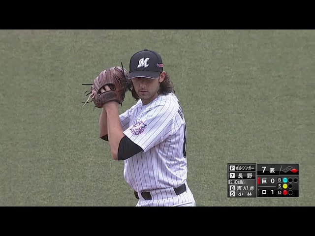 【7回表】マリーンズ・ボルシンガー 打たせて取る投球で7回まで無失点の好投!! 2018/6/16 M-G