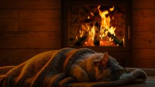 NO ADS🐈‍⬛ 🌙24H Ultimate Cat Purr Therapy & Warm Fire | The Mind-Control Trick For Instant Deep Sleep